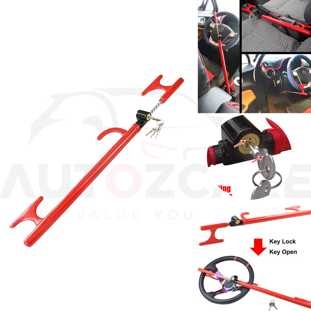 Car steering wheel lock | U shaped cross cylinder | Multi functional anti theft lock - AutozCare Pakistan