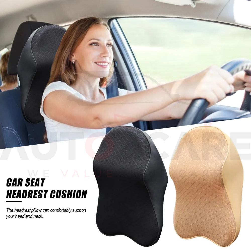 Universal Imported Leather Style Neckrest Backrest Mix Thread | Car Seat | Breathable Pillow Neck Support Cushion - AutozCare Pakistan