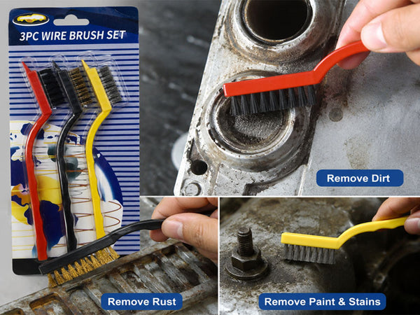 3-Piece Wire Brush Set – Heavy-Duty Rust, Dirt & Paint Removal Cleaning Brushes