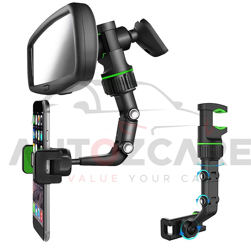 Universal Car Mobile Phone Holder Clip – Adjustable 360° Rotating Smartphone Mount for Dashboard & Rearview Mirror
