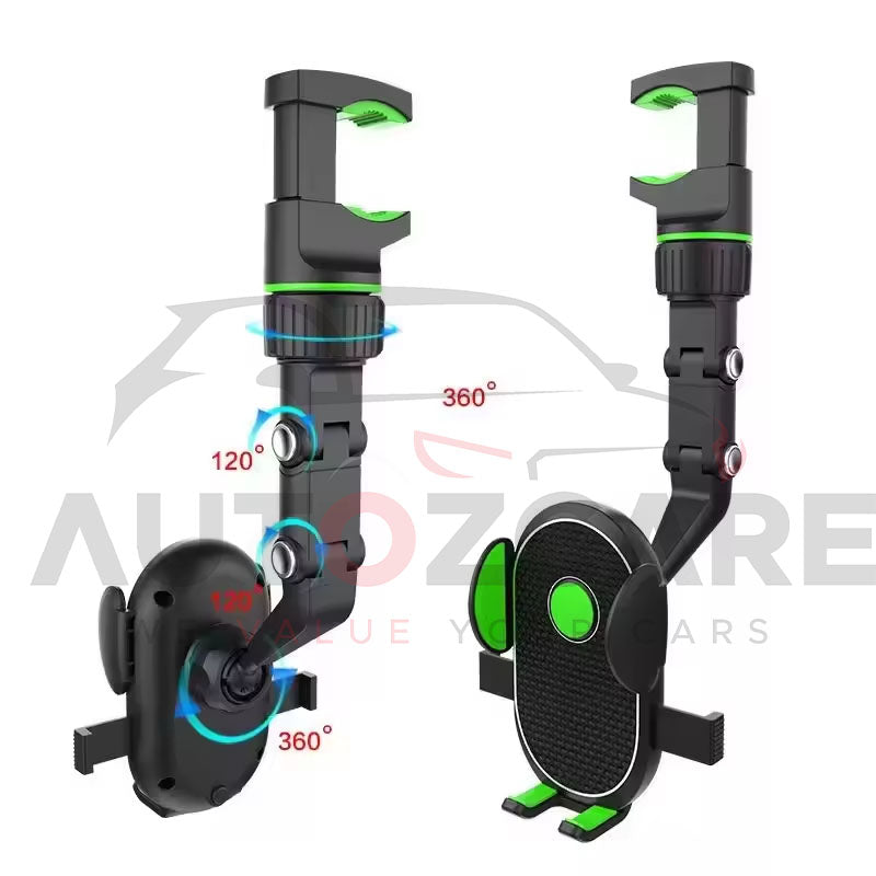 Universal Car Mobile Phone Holder Clip – Adjustable 360° Rotating Smartphone Mount for Dashboard & Rearview Mirror