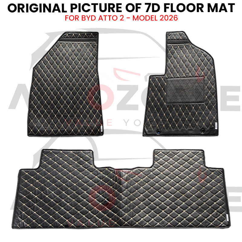 BYD ATTO 2 7D Floor Mat ( Flat Style ) 3PCS - Model 2026