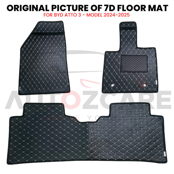 BYD ATTO 3 7D Floor Mat ( Flat Style ) 3PCS - Model 2024-2025