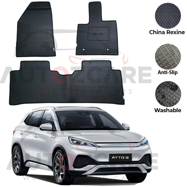 BYD ATTO 3 China Rexine Floor Mat 3PCS - Model 2024-2025