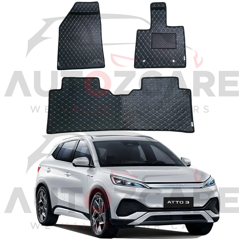 BYD ATTO 3 7D Floor Mat ( Flat Style ) 3PCS - Model 2024-2025