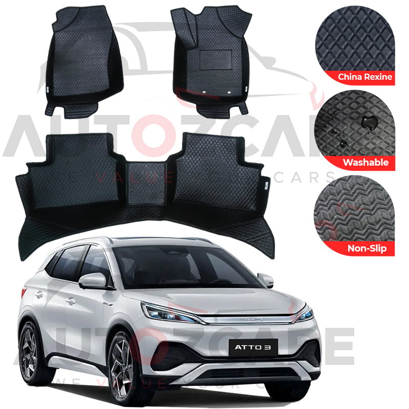 BYD ATTO 3 China Rexine Floor Mat (Tray Style) 3PCS - Model 2024-2025