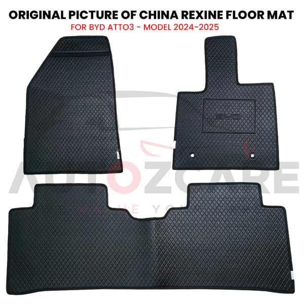BYD ATTO 3 China Rexine Floor Mat 3PCS - Model 2024-2025