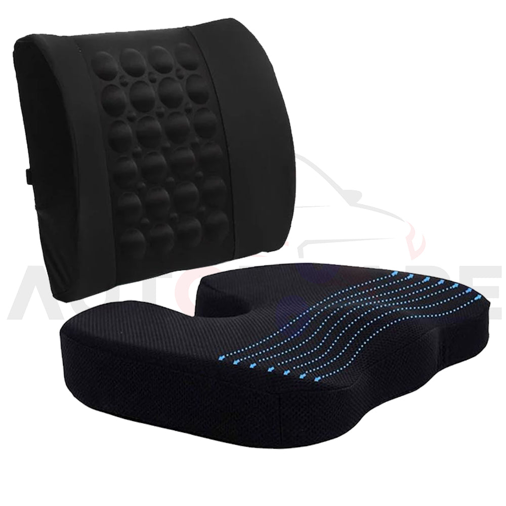 Universal Imported Leather Style Neckrest Backrest Mix Thread | Car Seat | Breathable Pillow Neck Support Cushion