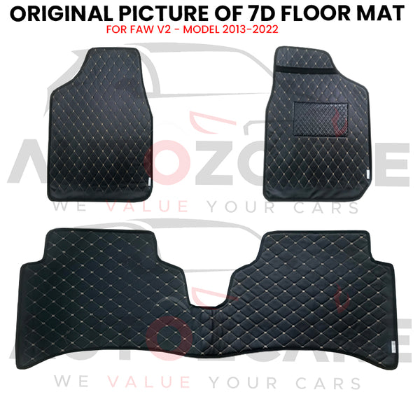 FAW V2 7D Floor Mat (Flat Style) 3PCS - Model 2013-2022