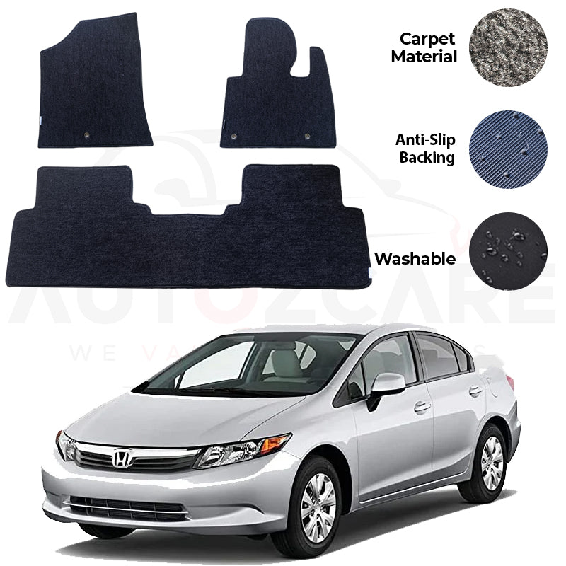 Honda Civic Genuine Fitting Carpet Floor Mat 3PCS - Model 2006-2012