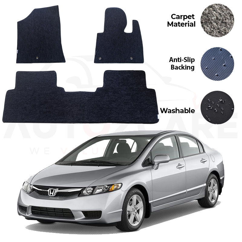 Honda Civic Fitting Carpet Floor Mat 3PCS - Model 2012-2016