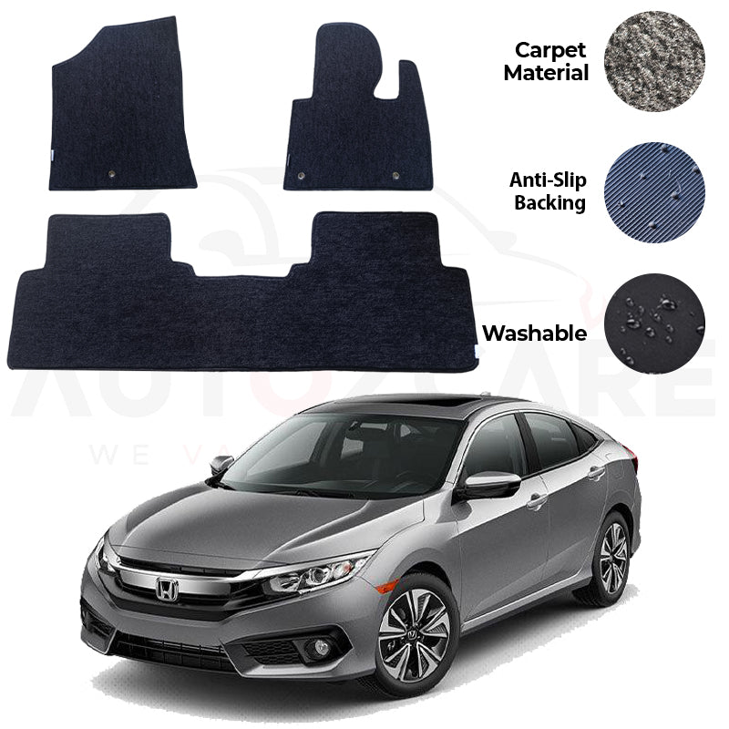 Honda Civic Genuine Fitting Carpet Floor Mat 3PCS - Model 2016-2021