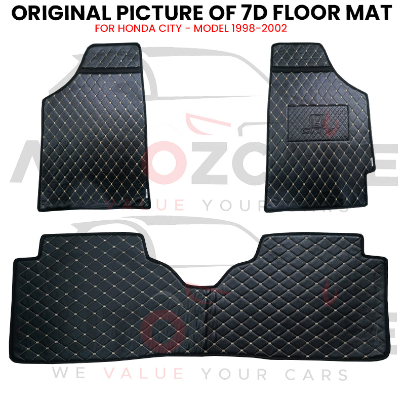 Honda City 7D Floor Mat (Flat Style) 3PCS - Model 1998-2002