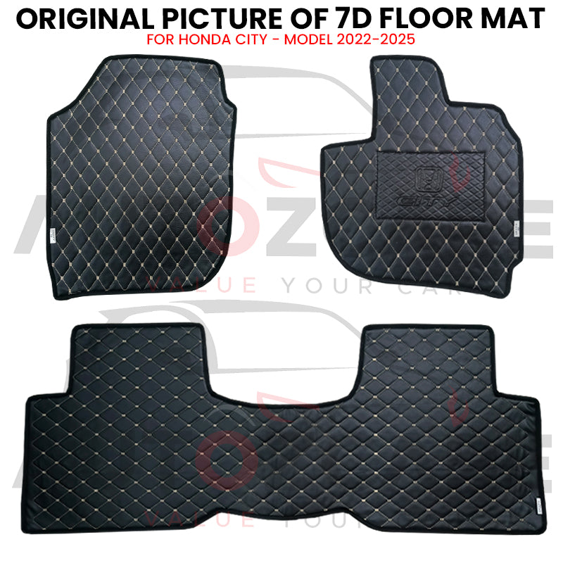 Honda City 7D Floor Mat (Flat Style) 3PCS - Model 2022-2025