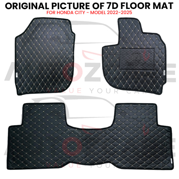Honda City 7D Floor Mat (Flat Style) 3PCS - Model 2022-2025