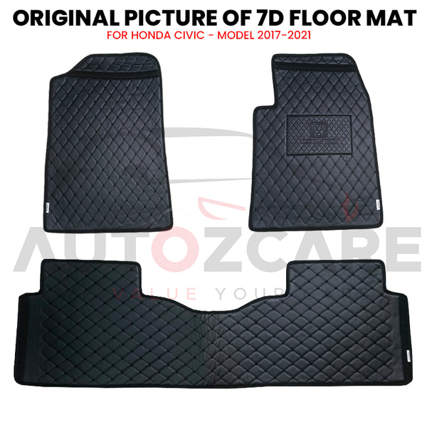 Honda Civic 7D Floor Mat (Flat Style) 3PCS - Model 2017-2021