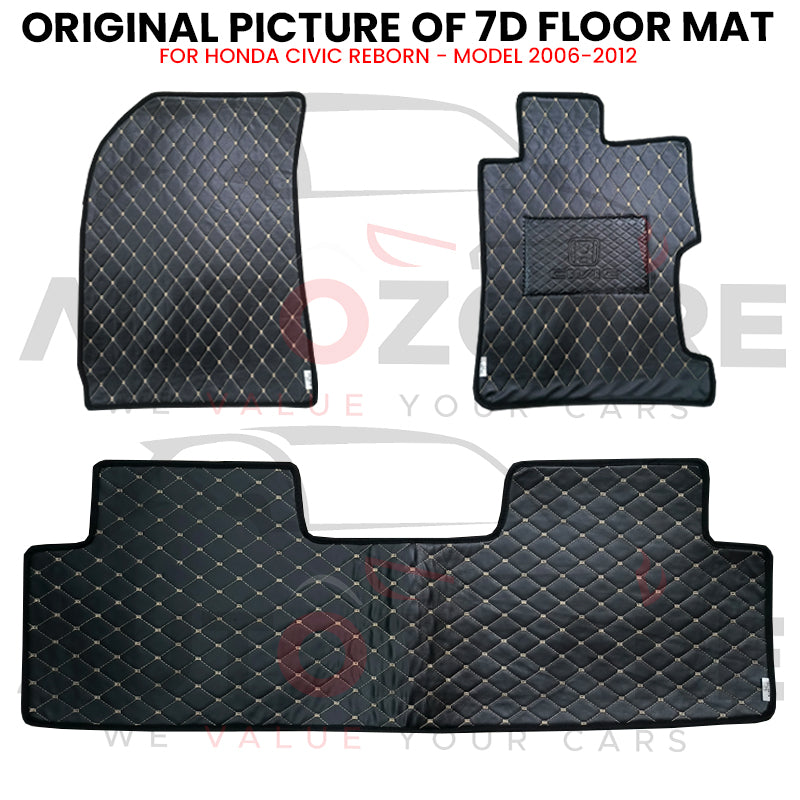 Honda Civic Reborn 7D Floor Mat (Flat Style) 3PCS - Model 2006-2012