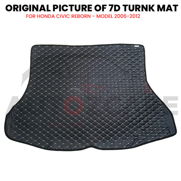 Honda Civic Reborn 7D Custom Car Trunk Mat - Model 2006-2012