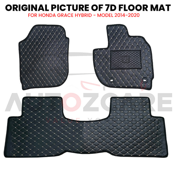 Honda Grace Hybrid 7D Floor Mat ( Flat Style ) 3PCS - Model 2014-2020