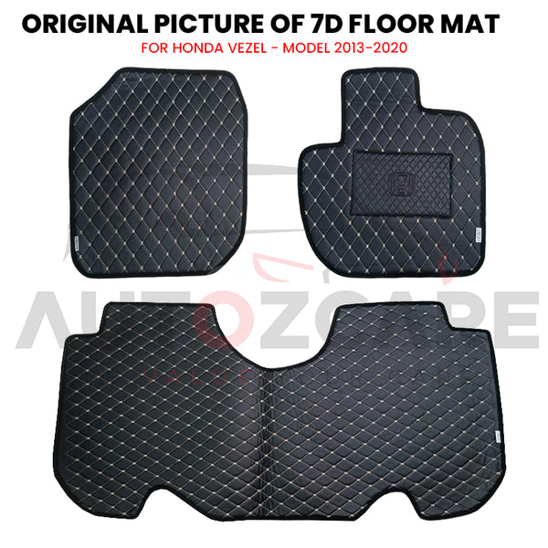 Honda Vezel 7D Floor Mat (Flat Style) 3PCS - Model 2013-2020