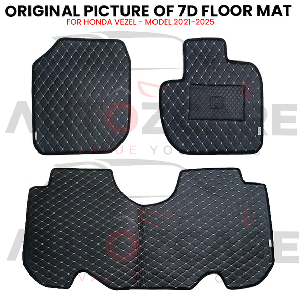 Honda Vezel 7D Floor Mat (Flat Style) 3PCS - Model 2021-2025