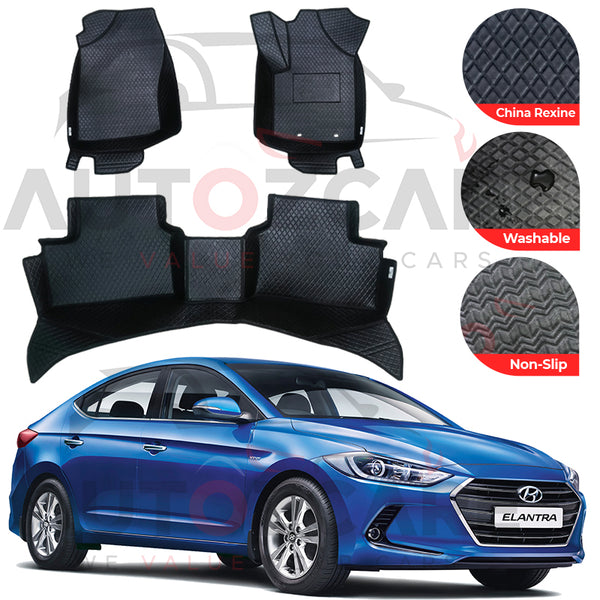 Hyundai Elantra China Rexine Floor Mat (Tray Style) 3PCS - Model 2017-2023