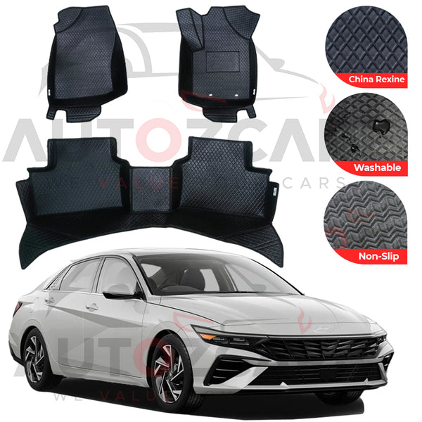 Hyundai Elantra EV China Rexine Floor Mat (Tray Style) 3PCS - Model 2024-2025