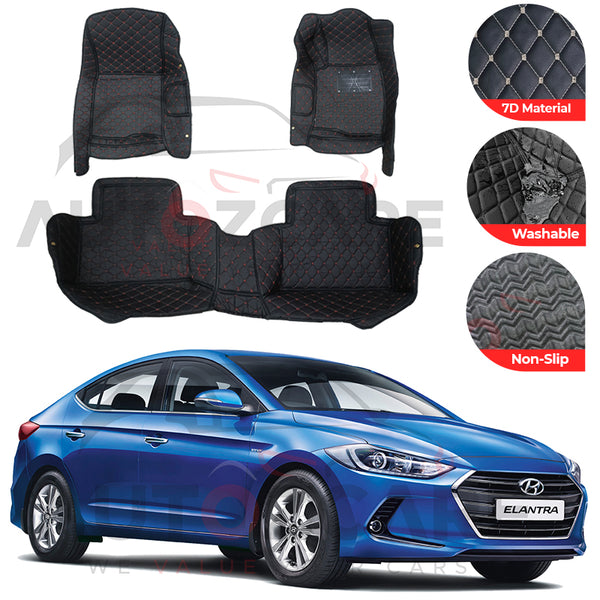 Hyundai Elantra 7D Floor Mat (Tray Style) 3PCS - Model 2017-2023