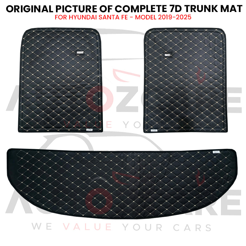 Hyundai Santa Fe Pro Custom Car Complete 7D Cabine Mat | Complete 7d Trunk Room Mat- Model 2019-2025