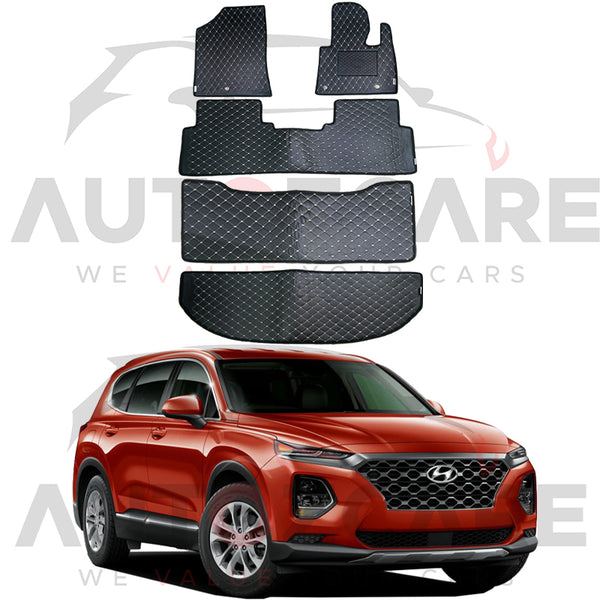 Hyundai Santa Fe 7D Floor Mats (Flat Style) 5PCS - Model 2019-2025
