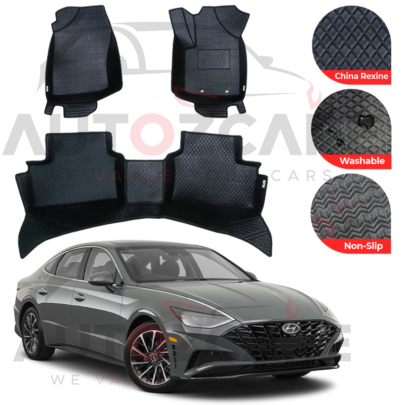 Hyundai Sonata China Rexine Floor Mat (Tray Style) 3PCS - Model 2021-2024