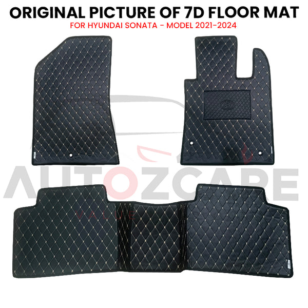 Hyundai Sonata 7D Floor Mat ( Flat Style ) 3PCS - Model 2021-2024