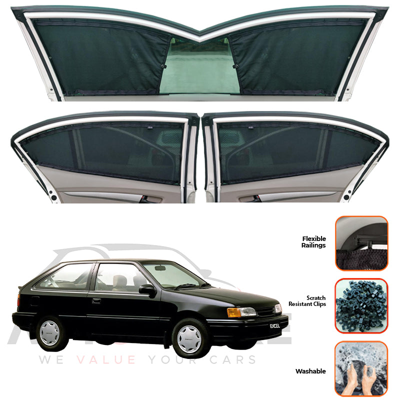 Hyundai excel  Custom Car Sliding Curtains - Model  1989-1995