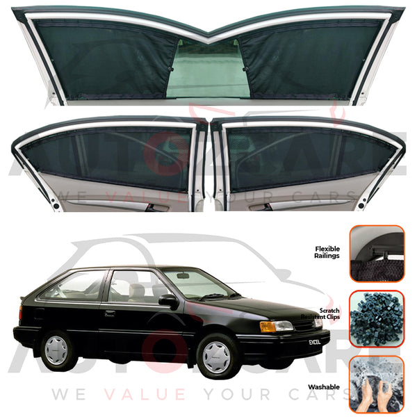 Hyundai excel  Custom Car Sliding Curtains - Model  1989-1995
