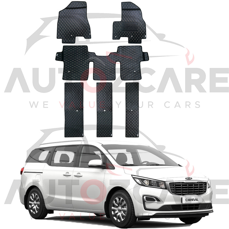 Kia Carnival 7D Floor Mat (Flat Style) 6PCS - Model 2018-2020