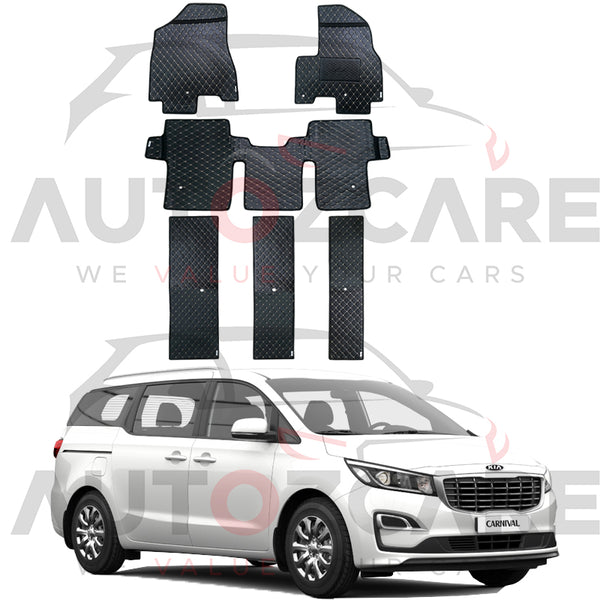 Kia Carnival 7D Floor Mat (Flat Style) 6PCS - Model 2018-2020
