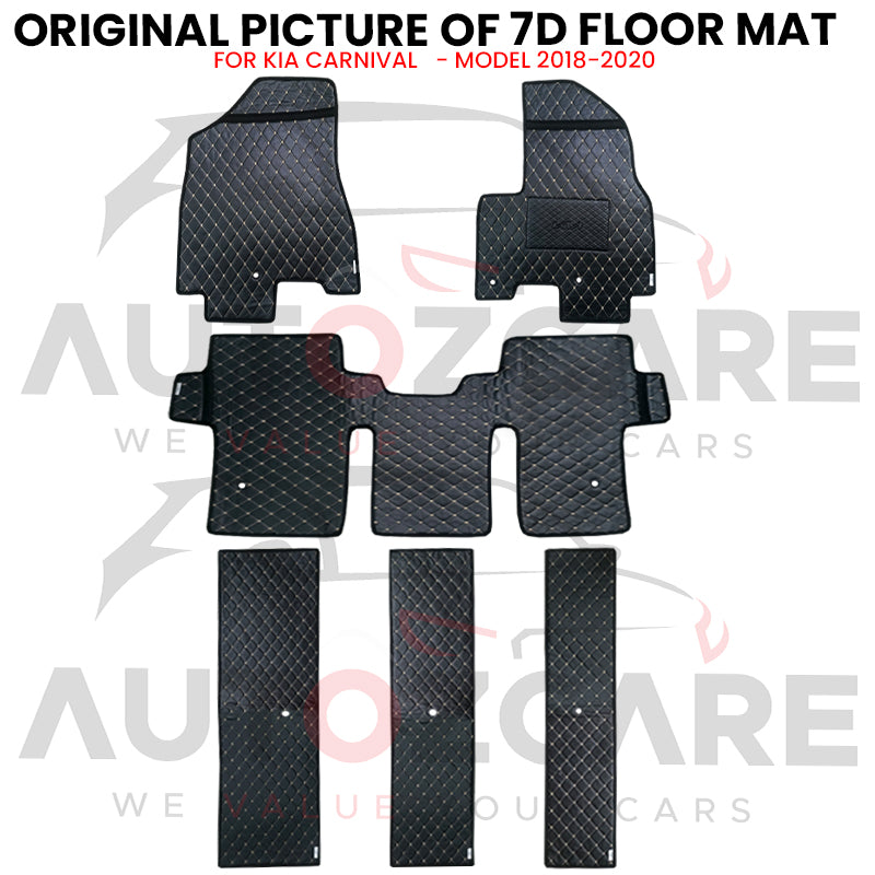 Kia Carnival 7D Floor Mat (Flat Style) 6PCS - Model 2018-2020