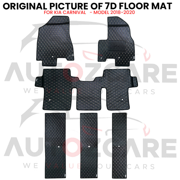 Kia Carnival 7D Floor Mat (Flat Style) 6PCS - Model 2018-2020