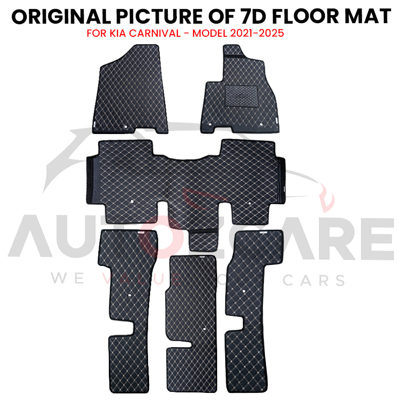 Kia Grand Carnival 7D Floor Mat ( Flat Style ) 6PCS - Model 2021-2025