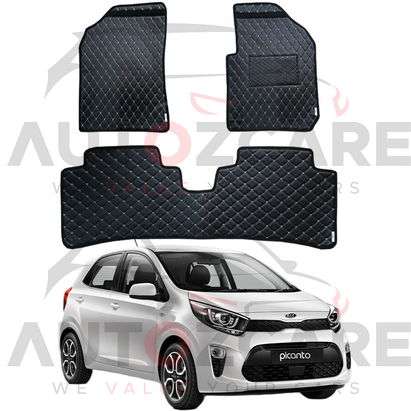 Kia Picanto 7D Floor Mats (Flat Style) 3PCS - Model 2019-2025