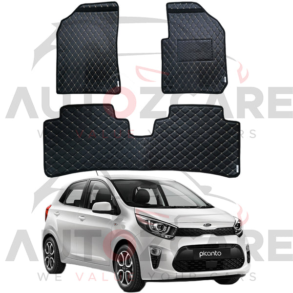 Kia Picanto 7D Floor Mats (Flat Style) 3PCS - Model 2019-2025