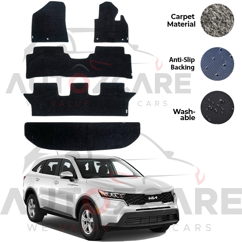 Kia Sorento Fitting Carpet Floor Mat 5PCS - Model 2021-2024