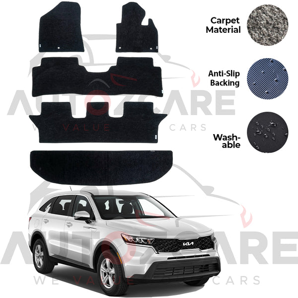 Kia Sorento Fitting Carpet Floor Mat 5PCS - Model 2021-2024