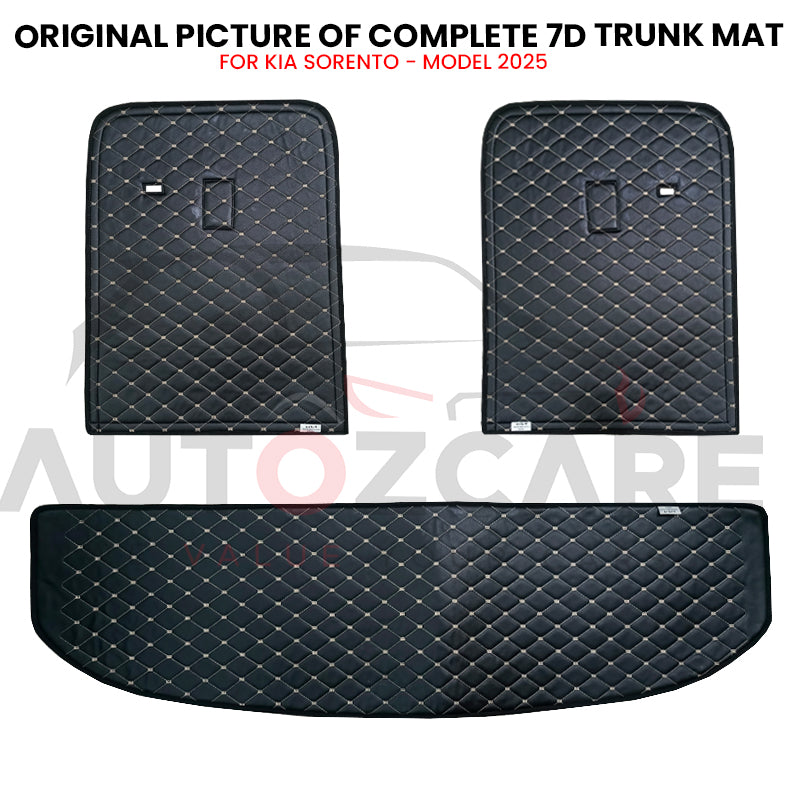 Kia Sorento Custom Car Complete 7D Cabine Mat | Complete 7d Trunk Room Mat - Model 2025