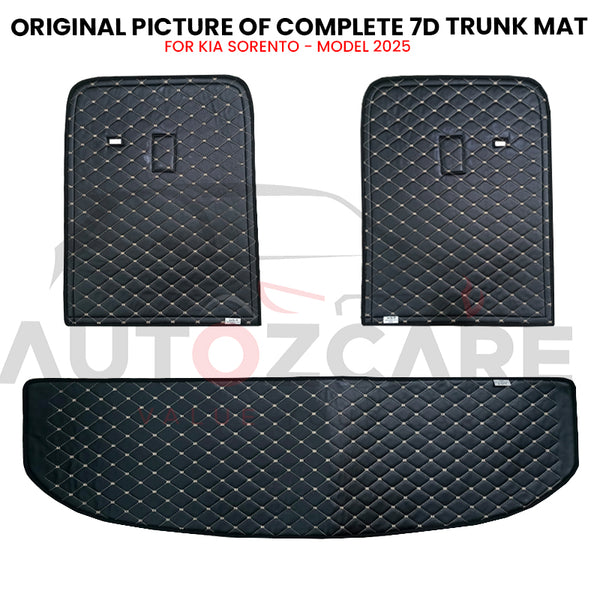 Kia Sorento Custom Car Complete 7D Cabine Mat | Complete 7d Trunk Room Mat - Model 2025