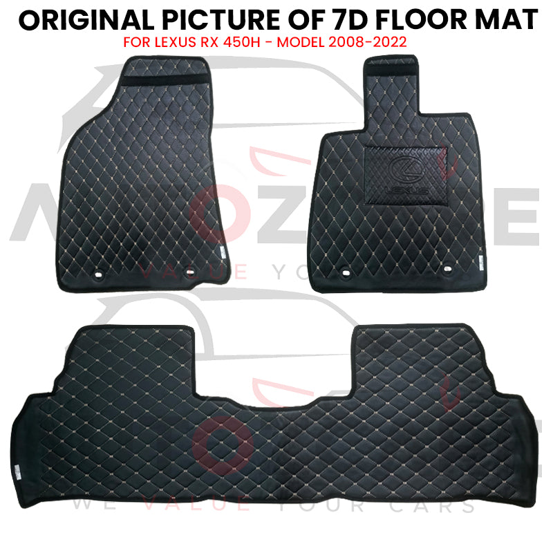 Lexus RX 450H 7D Floor Mat ( Flat Style ) 3PCS - Model 2008-2022