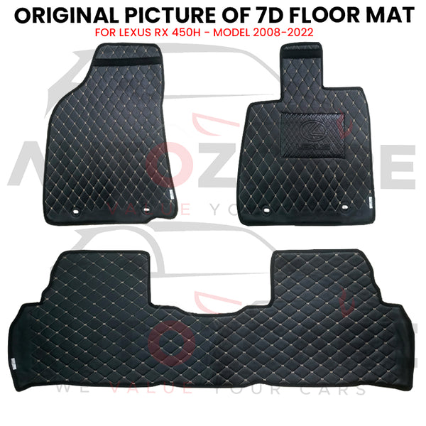 Lexus RX 450H 7D Floor Mat ( Flat Style ) 3PCS - Model 2008-2022