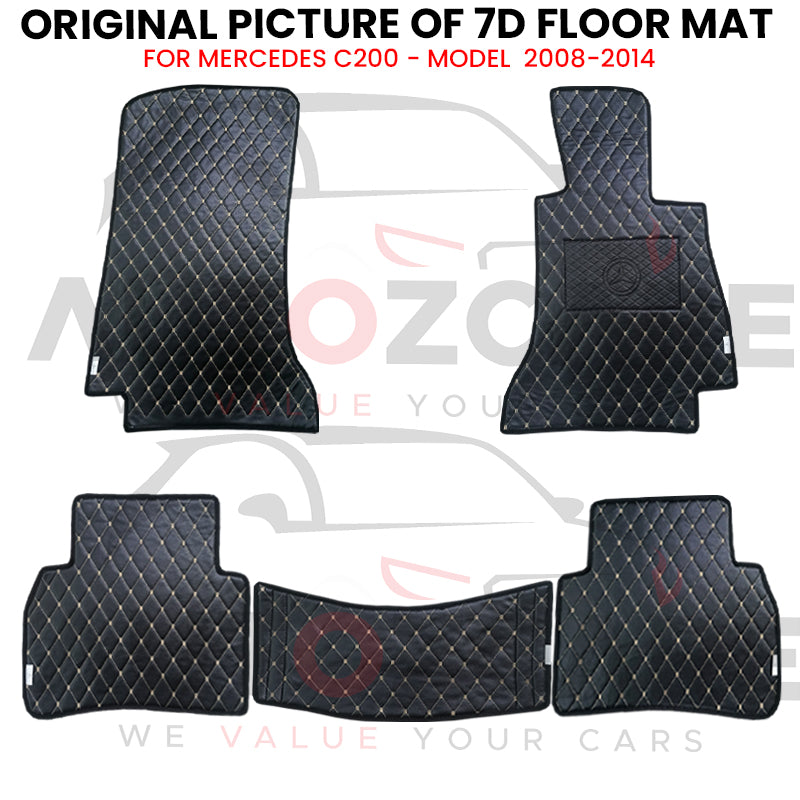 Mercedes C200 7D Floor Mat (Flat Style) 5PCS - Model 2008-2014