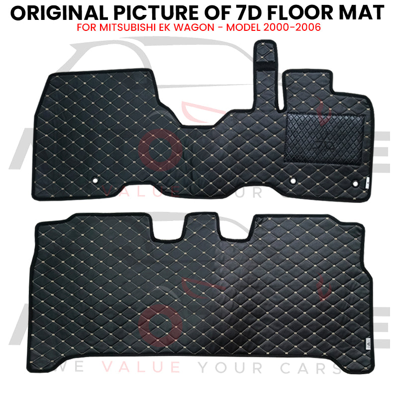 Mitsubishi EK Wagon 7D Floor Mat (Flat Style) 2PCS - Model 2000-2006