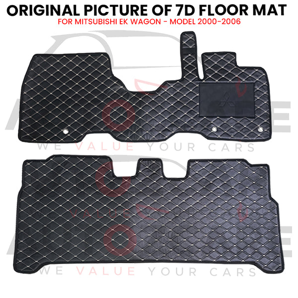 Mitsubishi EK Wagon 7D Floor Mat (Flat Style) 2PCS - Model 2000-2006